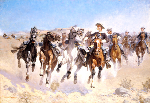 Dismounted—The Fourth Troopers Moving the Led Horses